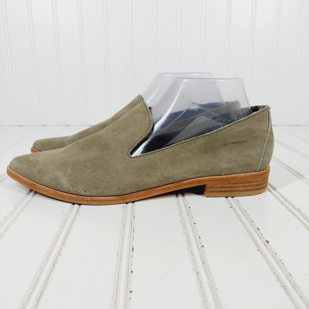 Treasure & Bond Women's Kena Loafer Flat Shoes Gray Almond Toe Leather E1018